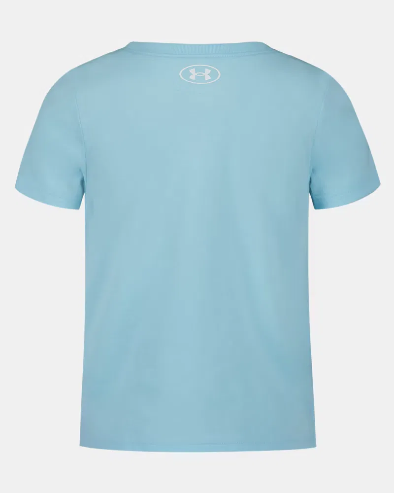 Футболка с коротким рукавом для девочек из хлопковой смеси UA Never Quit UnderArmour, Stream/White — фото 3