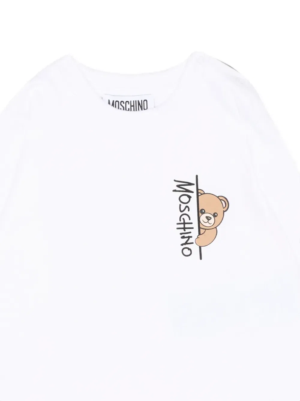 Футболка с длинным рукавом с изображением плюшевого мишки Moschino Kids, белый — фото 3