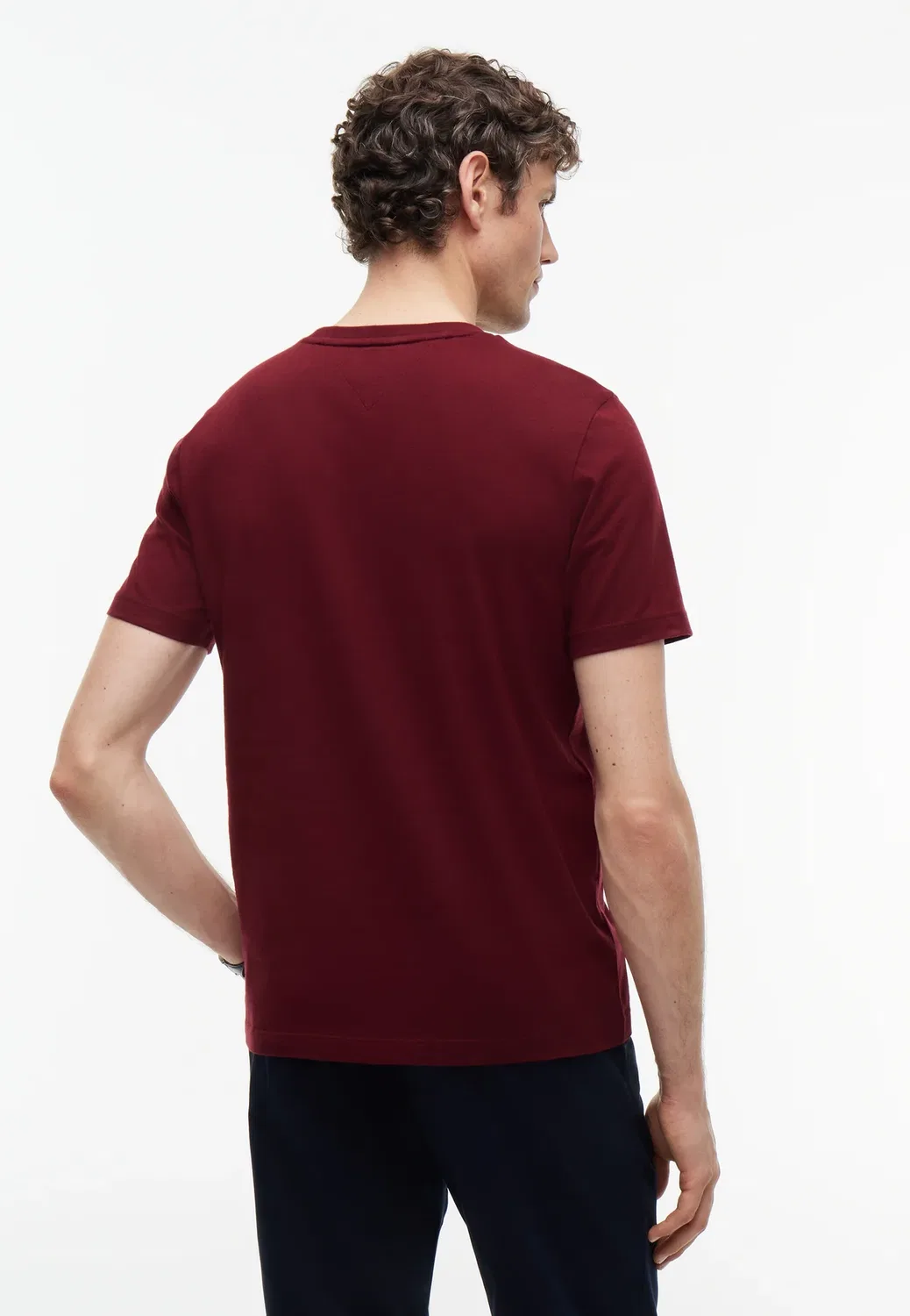 Сезонная базовая футболка из однотонной ткани Tommy Hilfiger, Burgundy — фото 3
