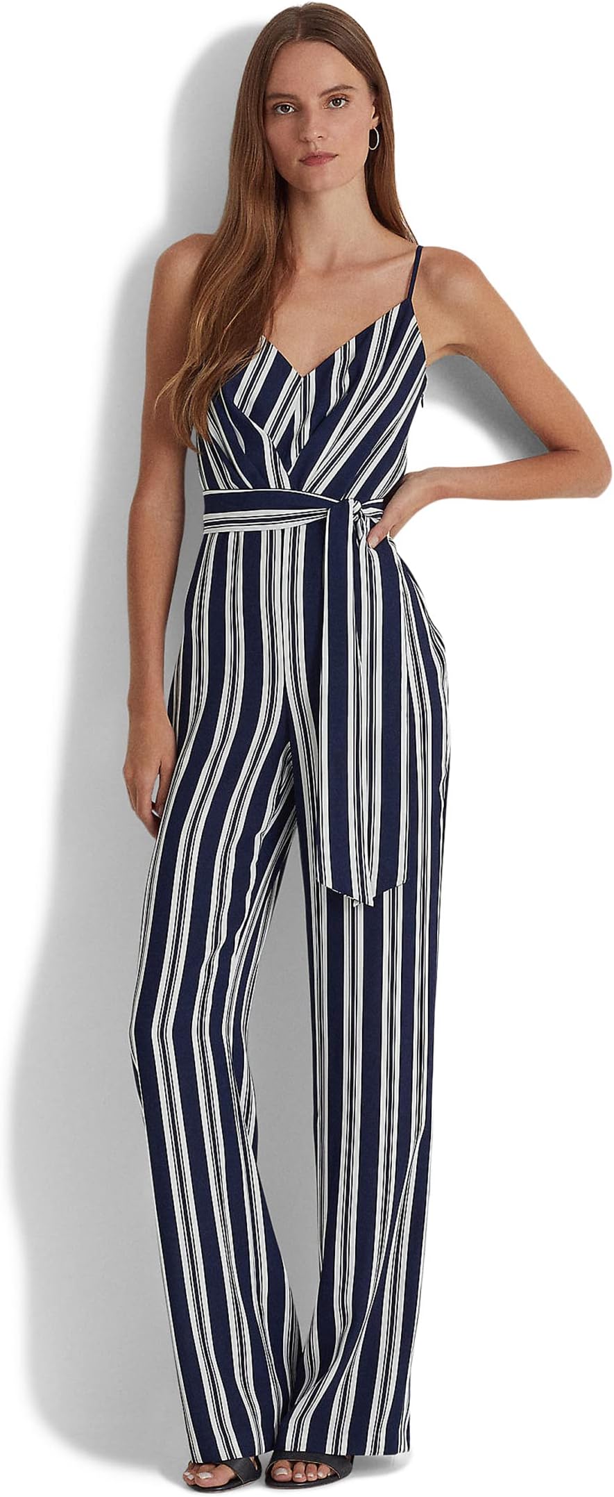 

Комбинезон Lauren Ralph Lauren Striped Belted Crepe Jumpsuit, цвет Navy/White