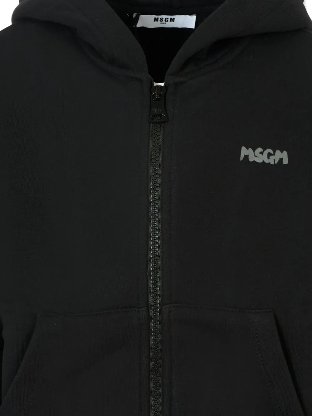 Толстовка Logo-print hooded zip-up top MSGM Kids, черный — фото 3