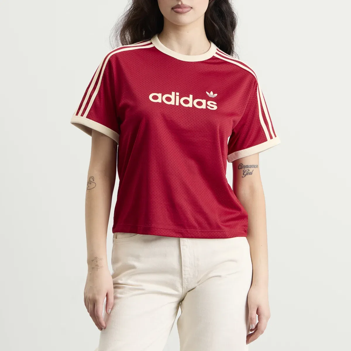 Футболка из сетки с принтом Mesh t-shirt Adidas, Team Victory Red & Warm Vanilla — фото 2