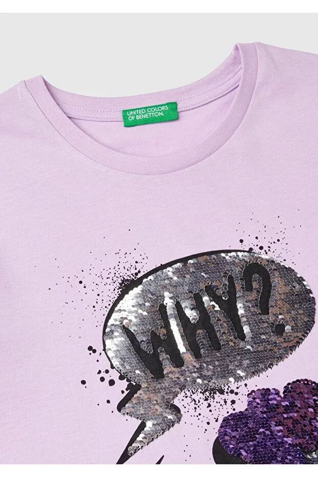 Детское платье-свитшот для девочек с принтом Benetton, Purple — фото 3