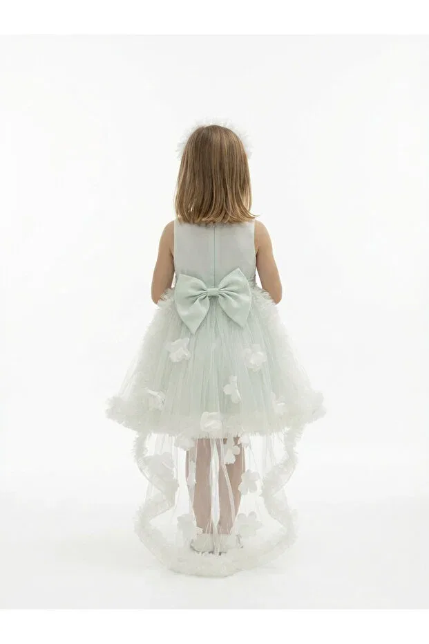 Детское платье для девочек с принтом Butikhappykids, Water Green — фото 3