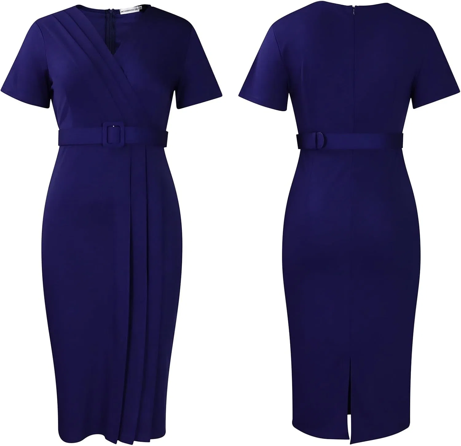 Женское коктейльное платье с V-образным вырезом Bodycon Midi, Blue — фото 2