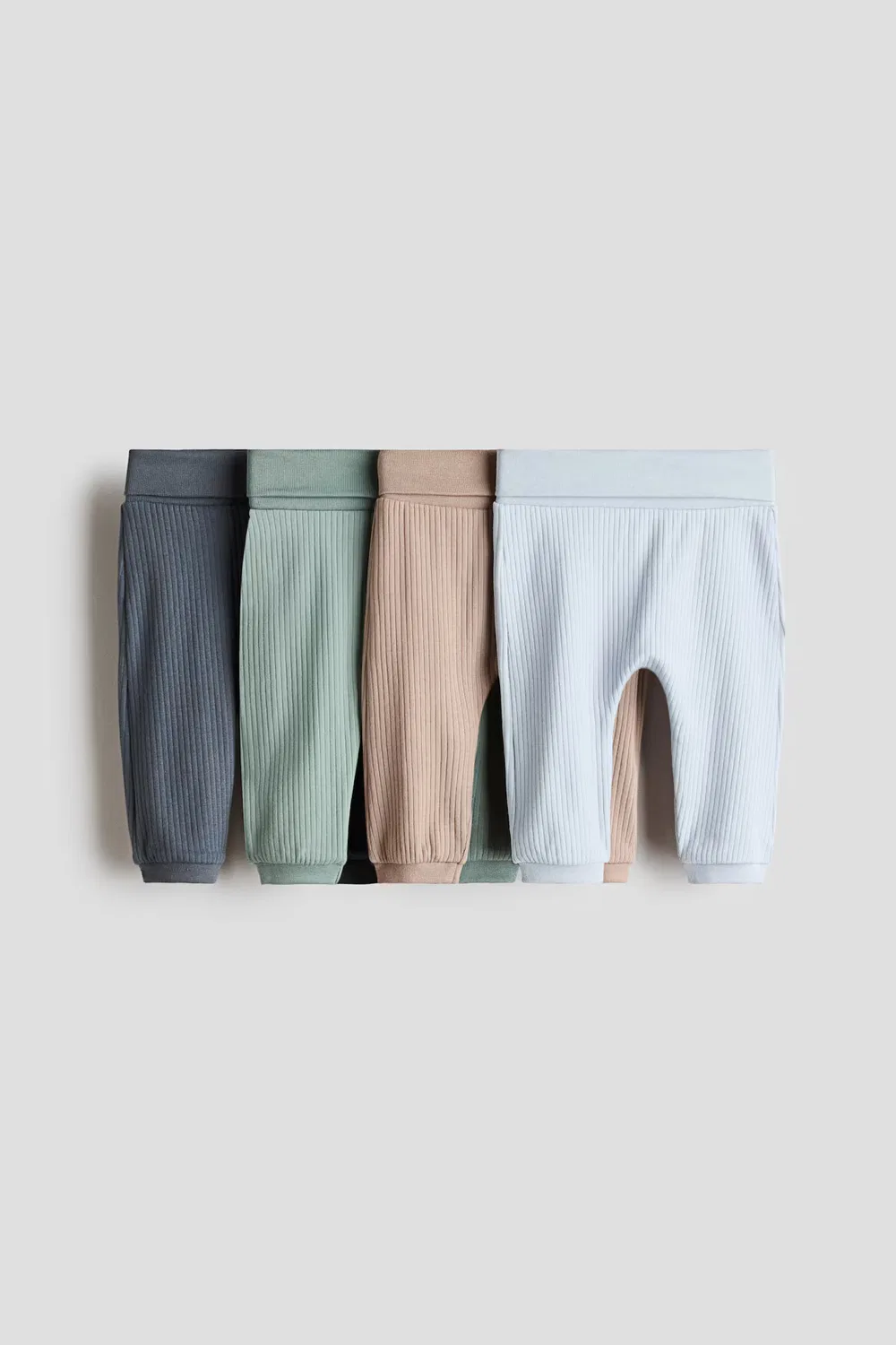 Комплект из 4 ребристых хлопковых брюк H&M, Graublau/Khakigrün
