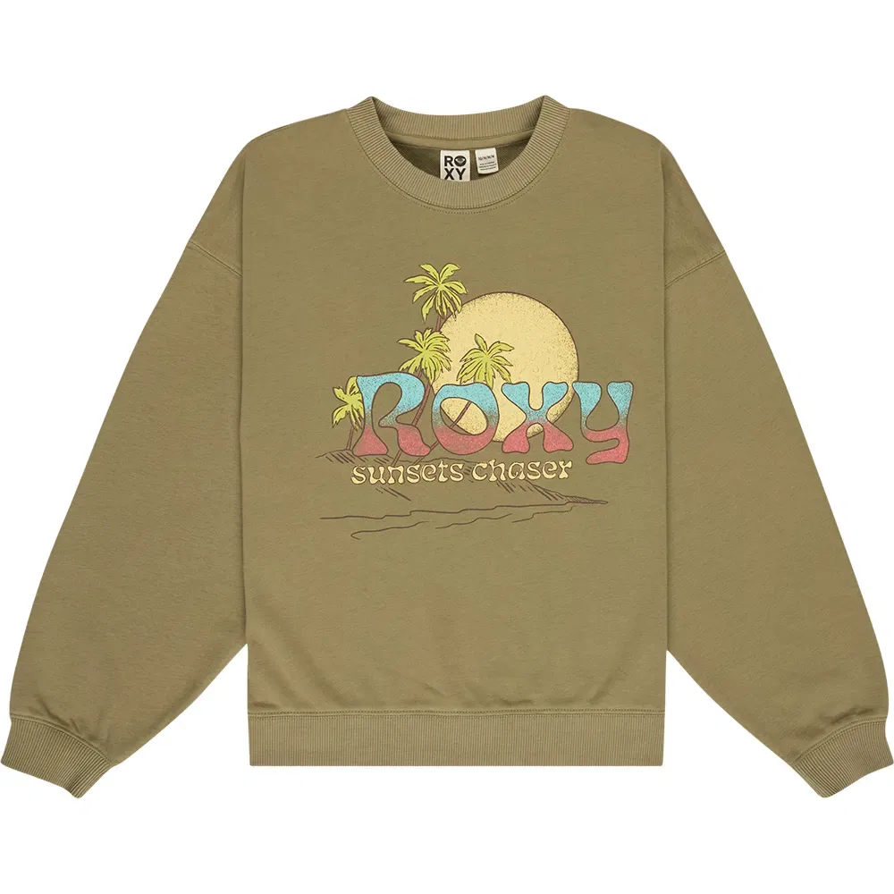 Свитшот Roxy Lineup Terry Rg, зеленый