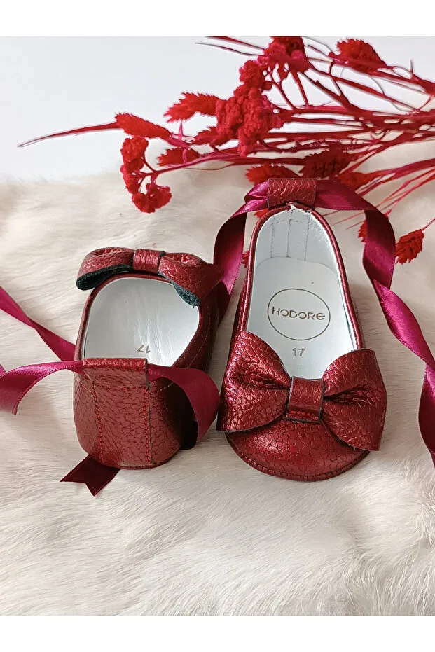 Детские туфли-лодочки из натуральной кожи Perla burgundy Hodore, Burgundy — фото 3