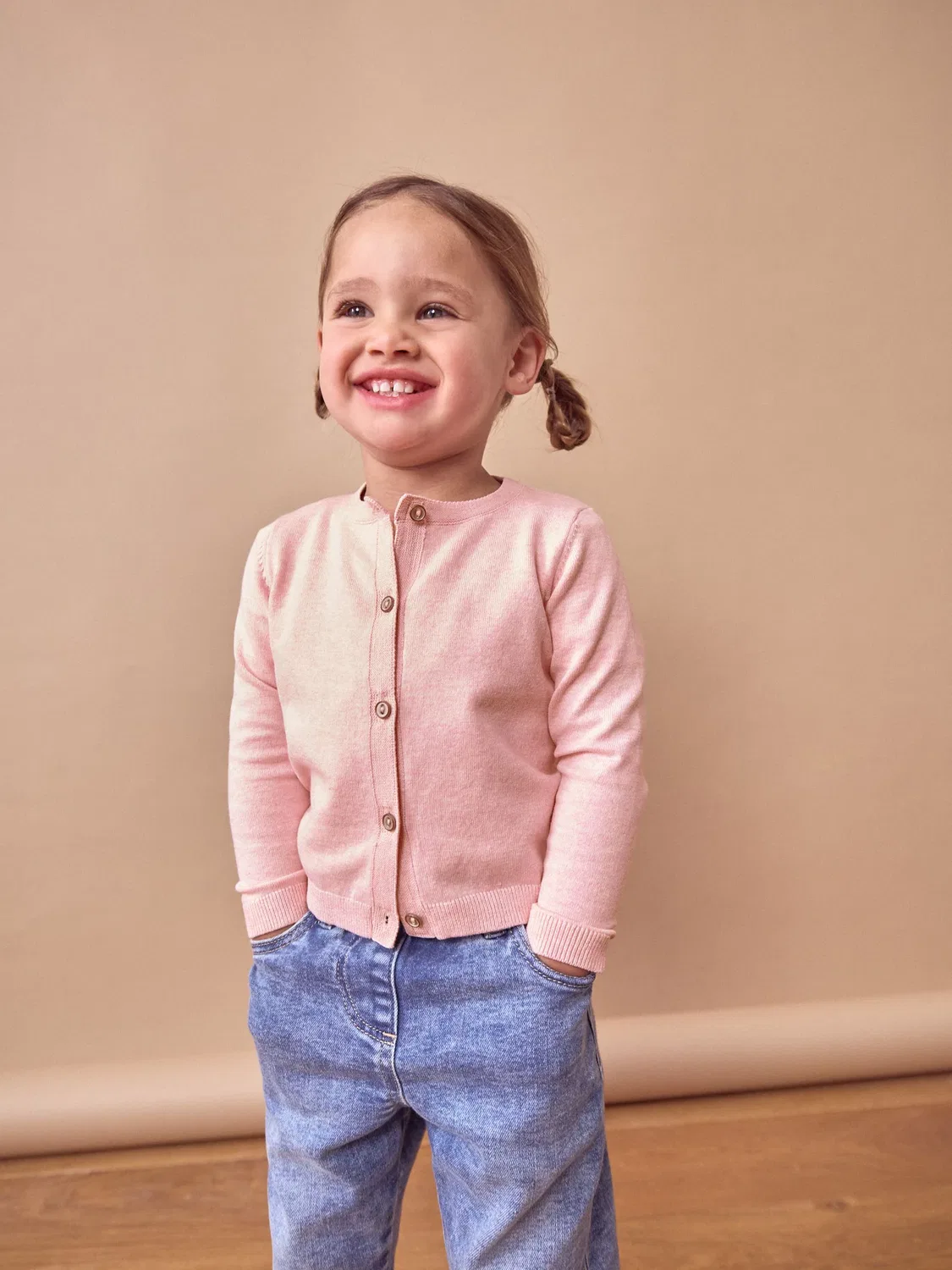 Кардиган с круглым вырезом, Pink Marl Next, розовый меланж — фото 2
