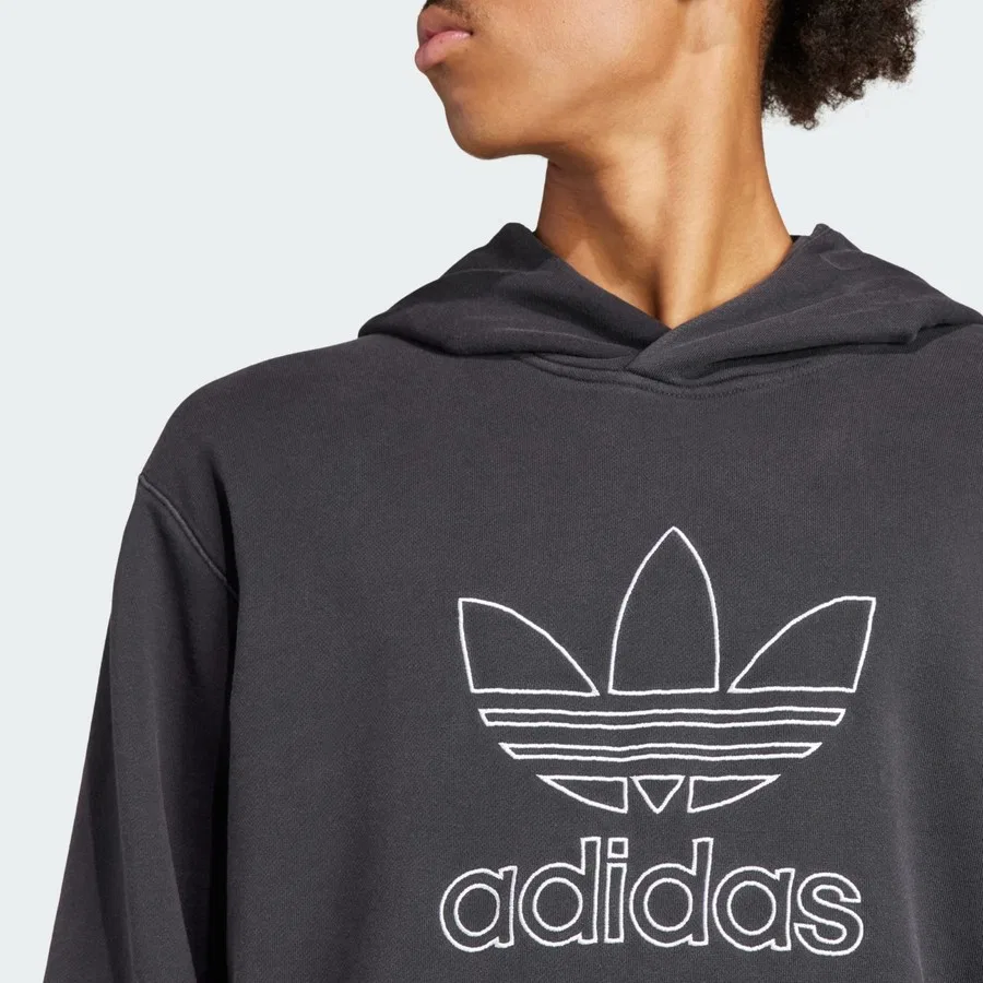 Худи с капюшоном свободного кроя adidas Originals Adicolor Outline Trefoil, Черный — фото 4