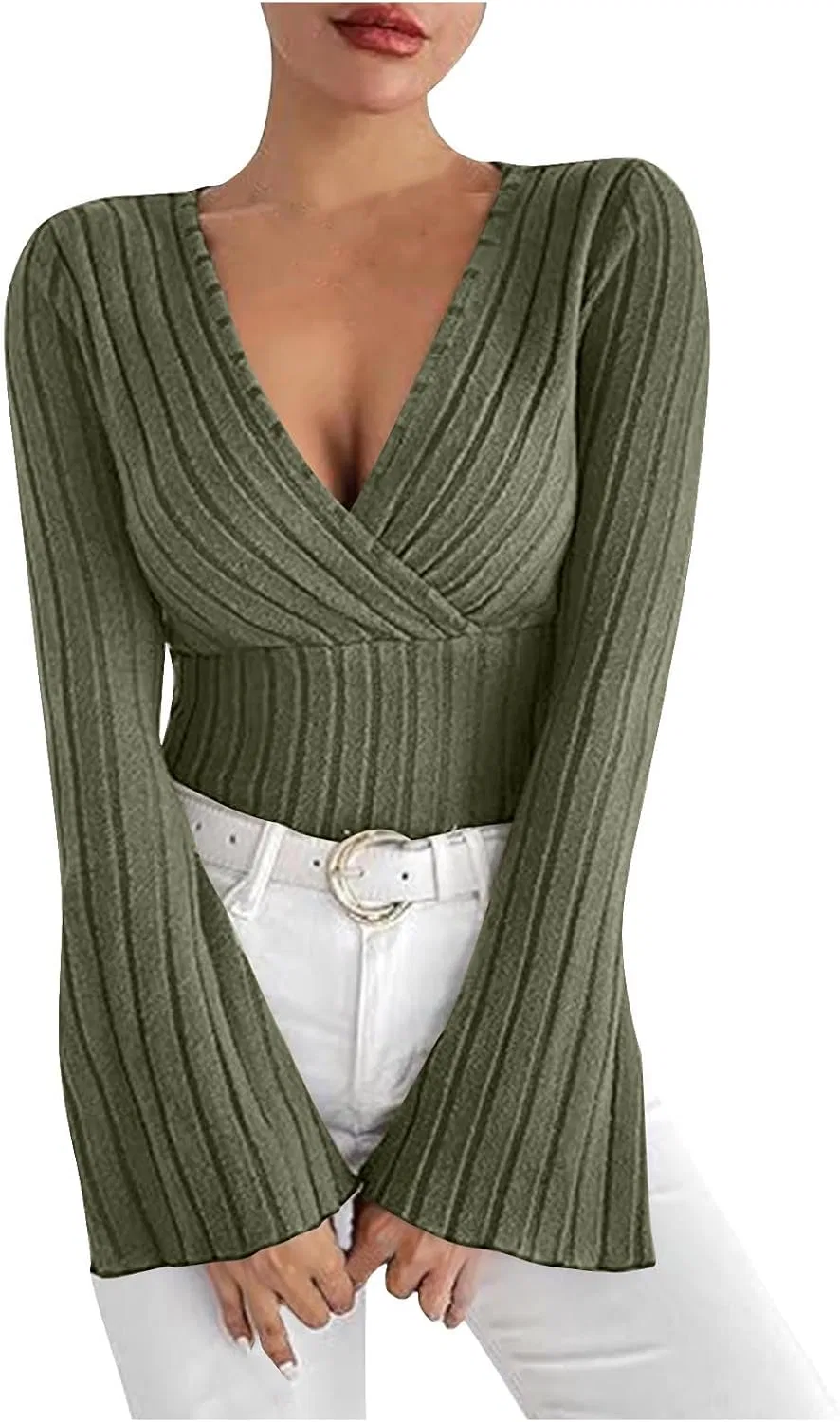 Женский облегающий топ с узлом спереди Lettuce Trim, Army Green