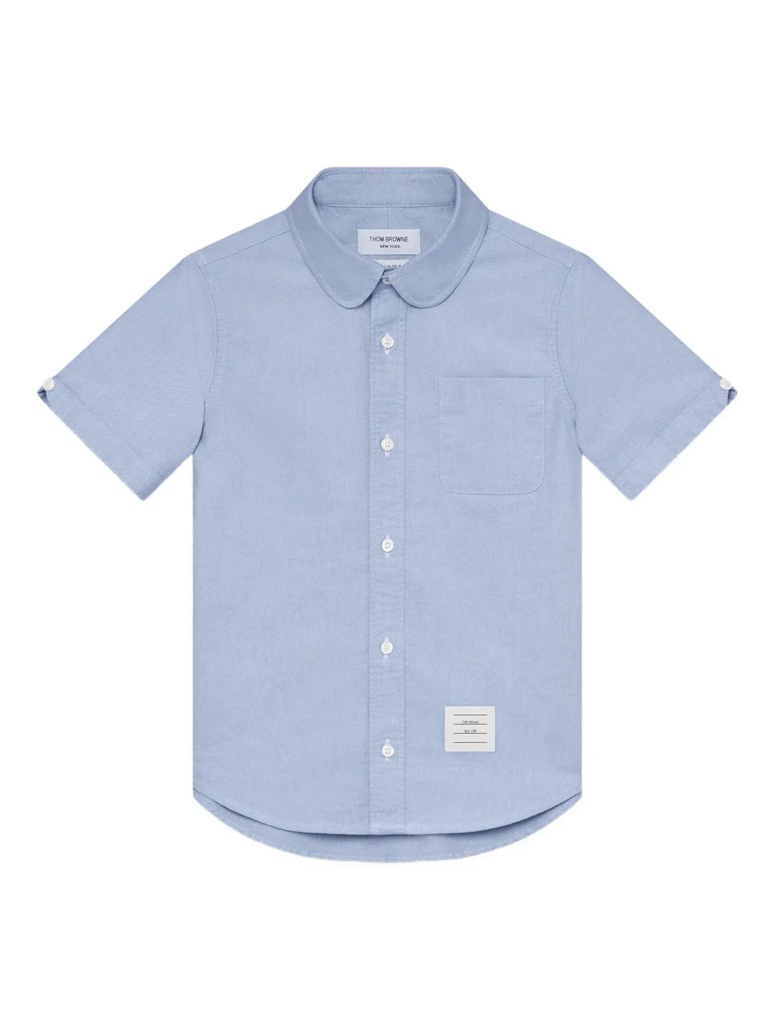 Рубашка оксфорд с короткими рукавами Thom Browne Kids, синий
