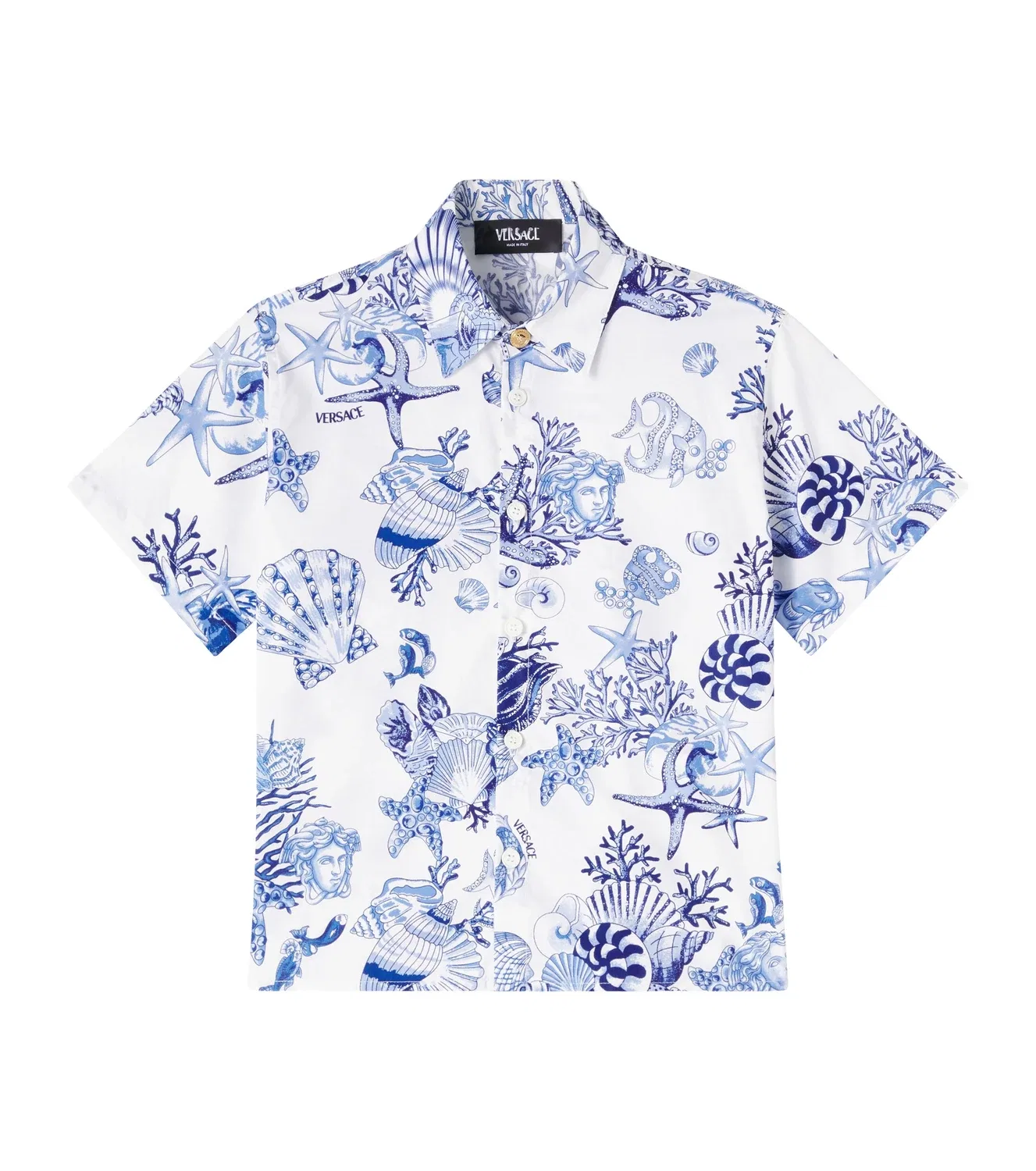 Рубашка хлопковая Coral Theatre Versace Kids, белый