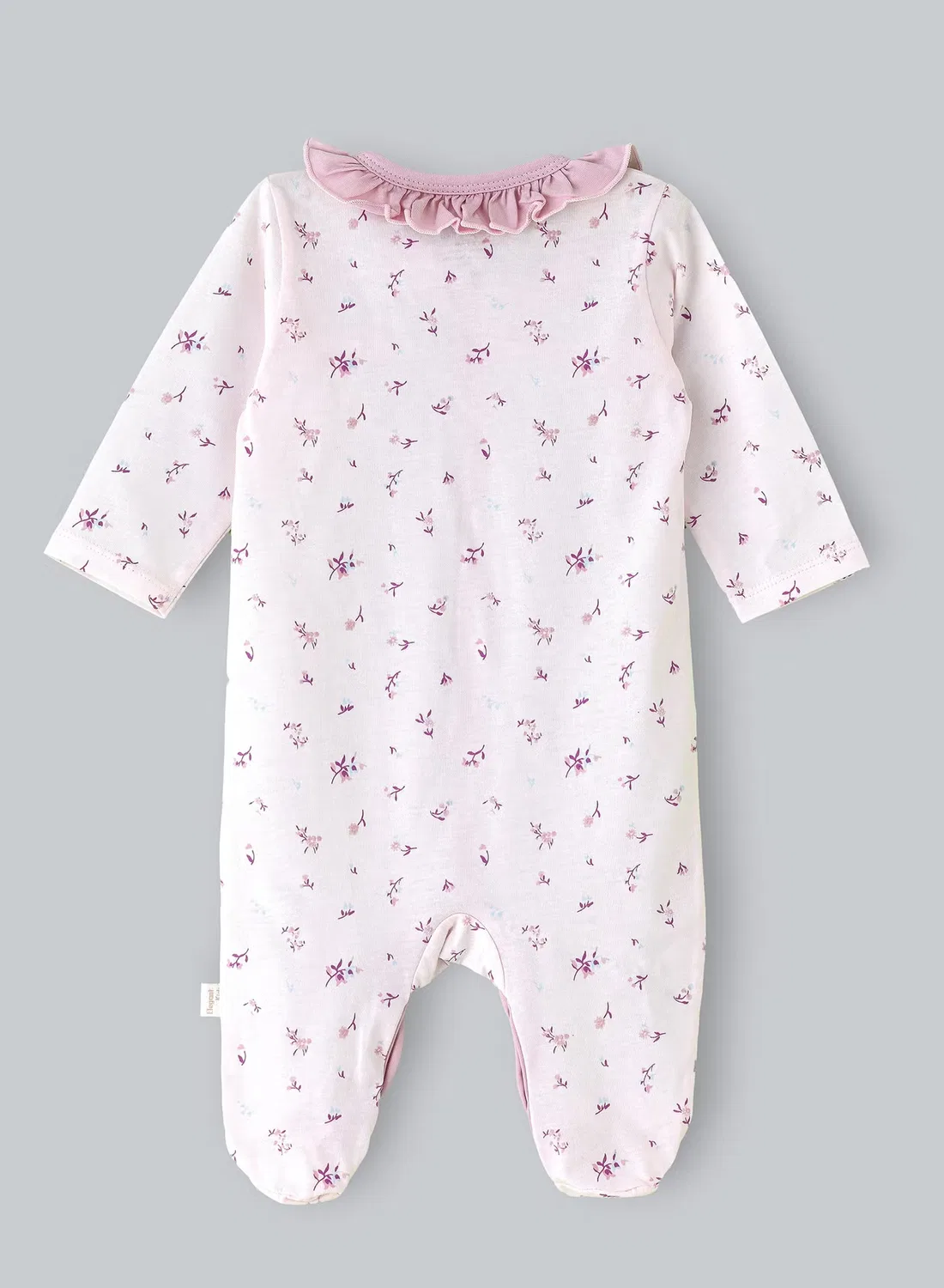 Комбинезон для сна с цветочным принтом с воротником-рюшем Elegant Kids, розовый — фото 2