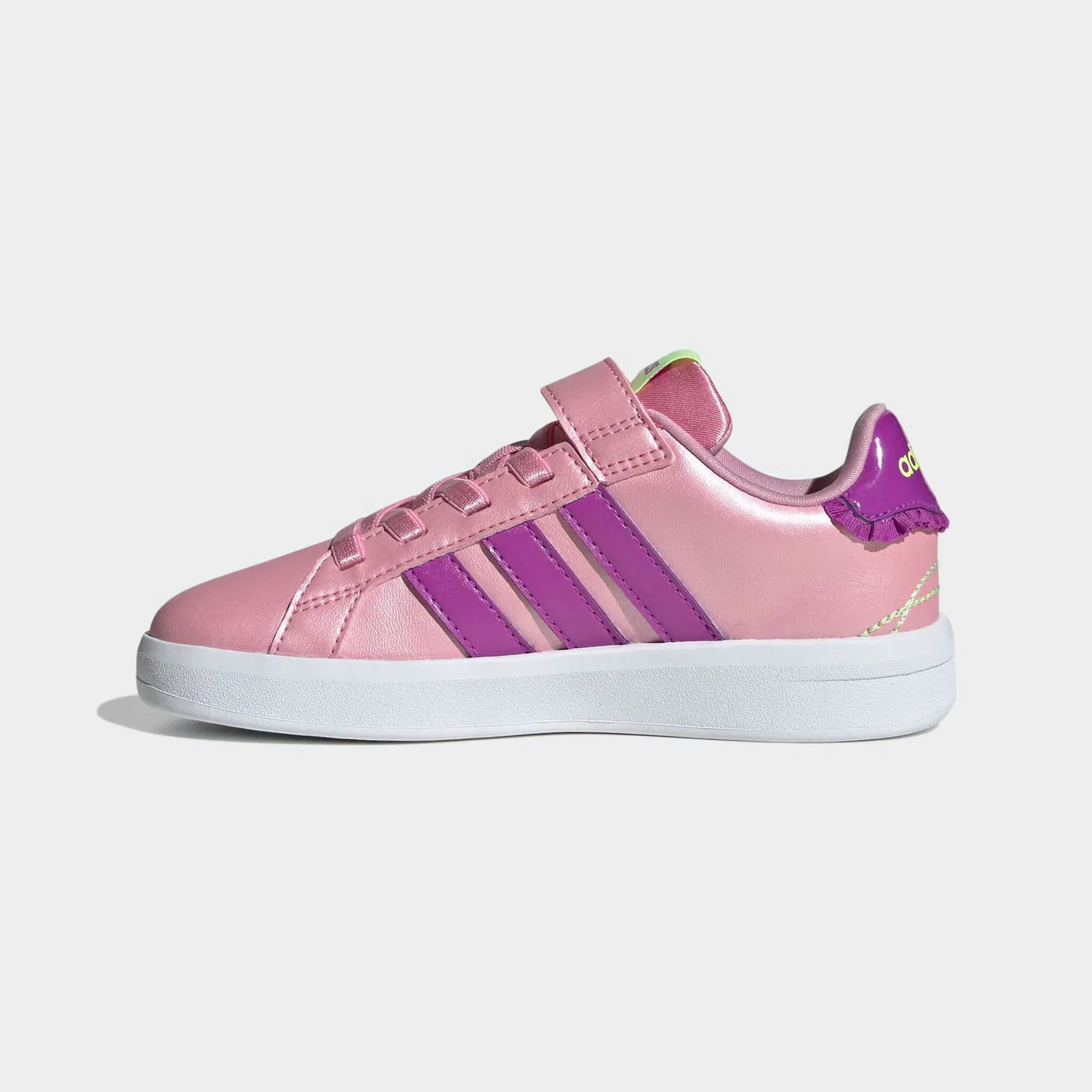 Детские кроссовки с рюшами и бантами Adidas Sportswear, St Tropic Bloom/Purple Burst/Hi-Res Yellow — фото 3