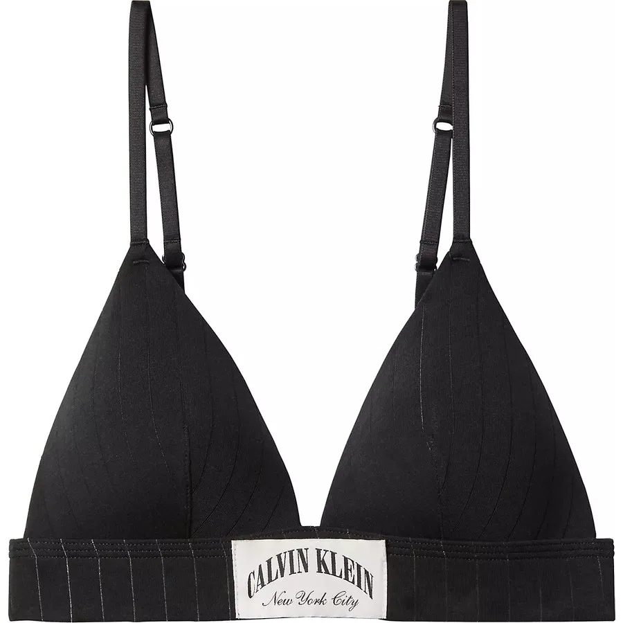 Спортивный бюстгальтер с логотипом, полосатый, Calvin Klein, Черный