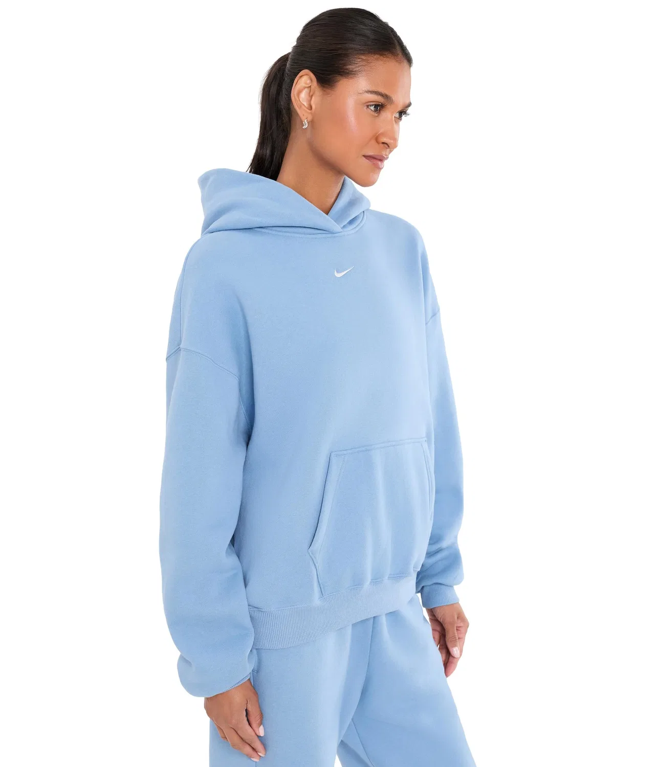Толстовка с капюшоном Studio Fleece средней плотности, свободного кроя. Nike, Work Blue/Sail — фото 3