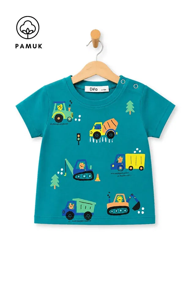 Детская футболка с принтом Car Difa Kids, Green — фото 2