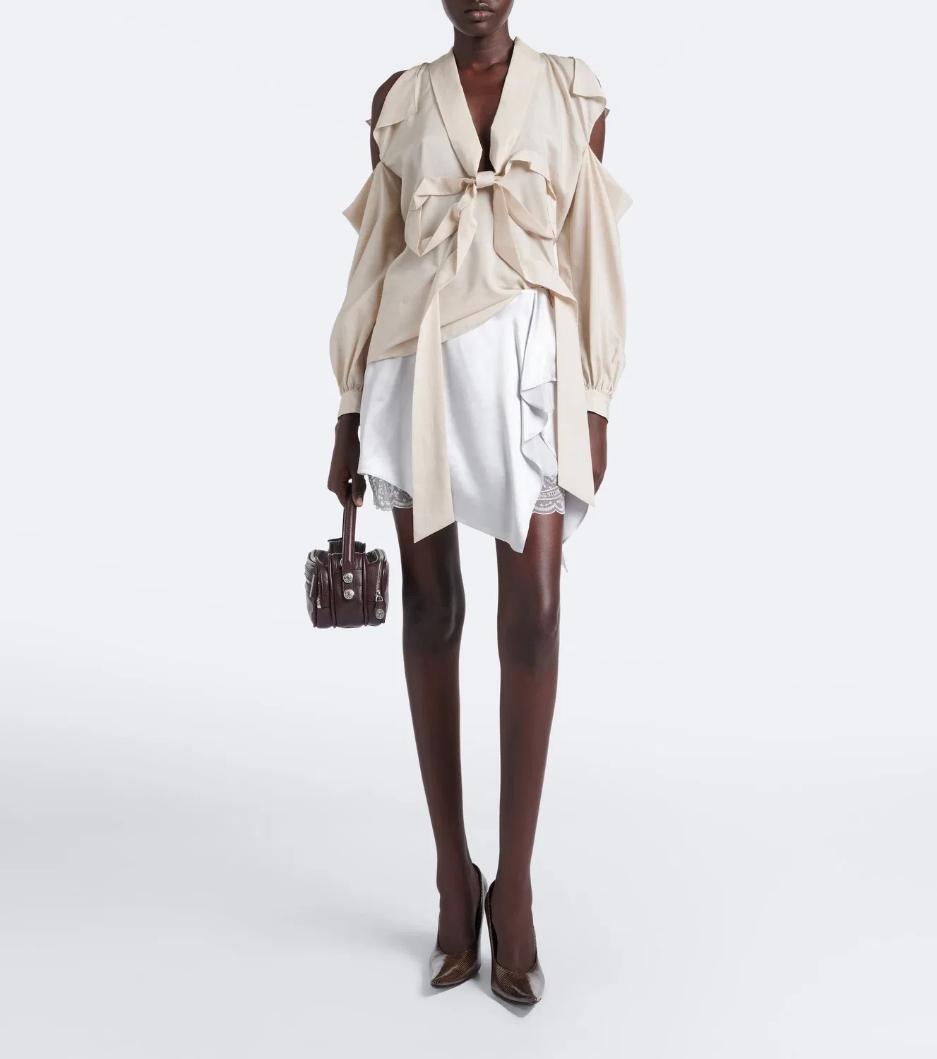 Мини-юбка с кружевной отделкой Acne Studios, синий — фото 2