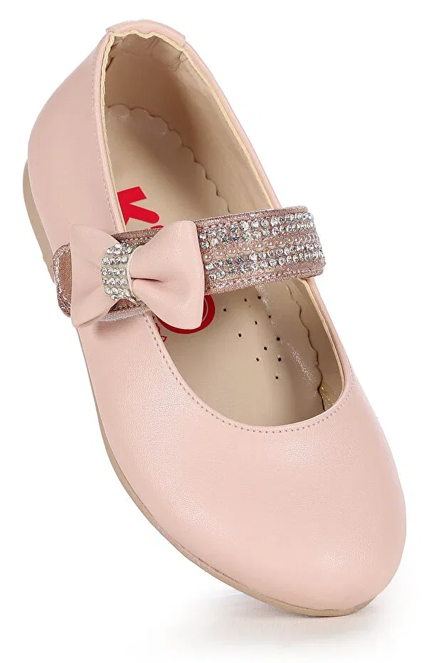 Детские балетки для девочек из искусственной кожи Cerry skin velcro girls' stone ballerina shoes Kiko Kids, Powder