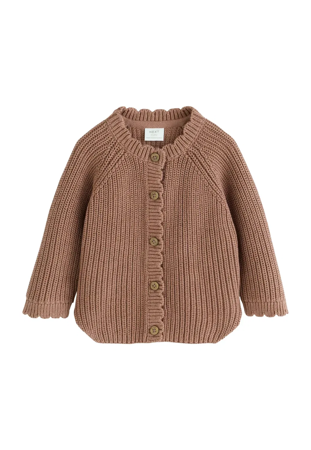 Вязаный детский кардиган стандартного кроя Next, Brown Scallop — фото 4