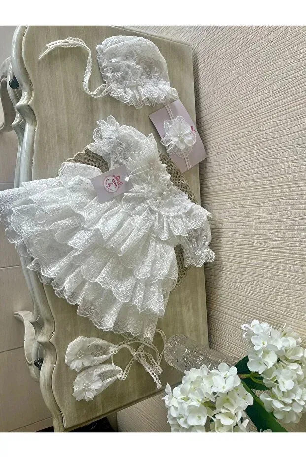 Детский комплект платье и юбка с кружевом Party Butik, White — фото 2