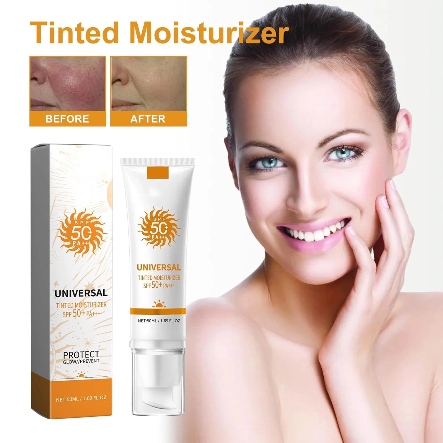 Тонированный солнцезащитный крем для лица SPF 50, Ashopfun, 50 мл — фото 2