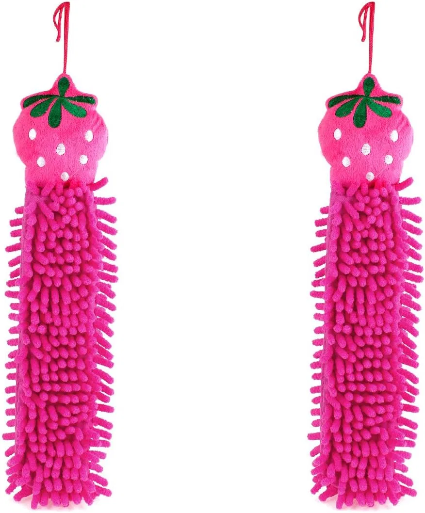 Мочалка для рук из микрофибры в форме клубники, 2 шт, Ruilogod, Fuchsia