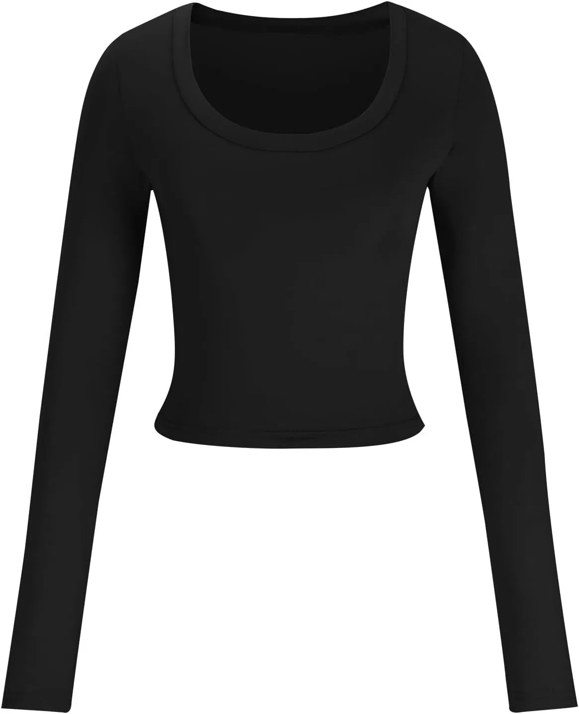 Женская футболка с длинным рукавом и круглым вырезом, Black — фото 4