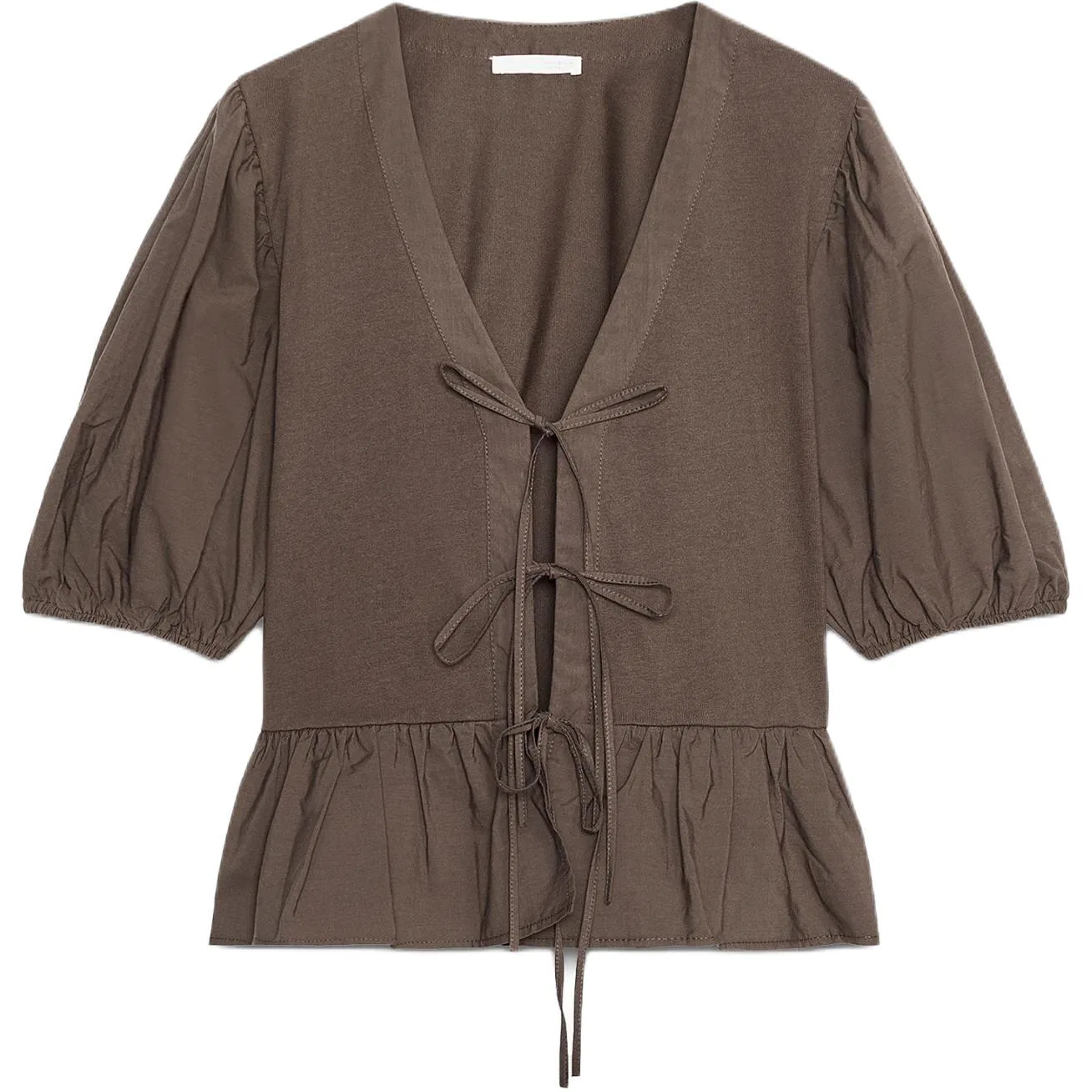 Женская рубашка V-образным вырезом Chocolate ZARA, Chocolate