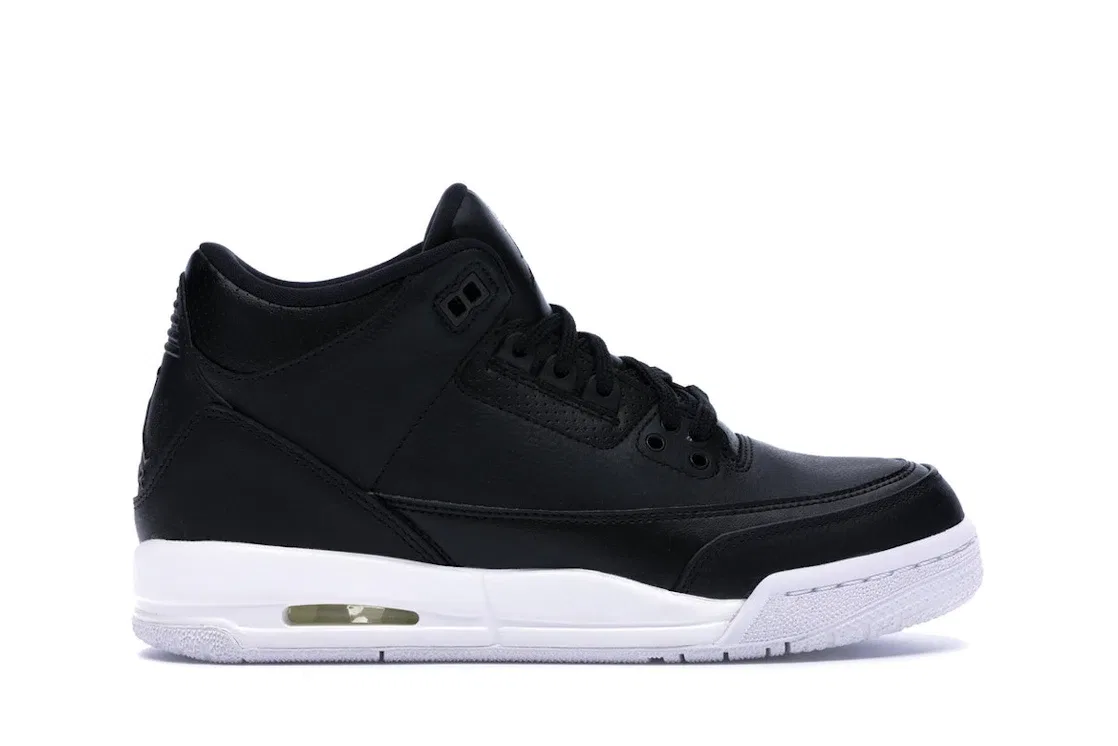 Детские кроссовки Lifestyle с принтом слоновьей кожи Jordan 3 Retro, Black/Black-White