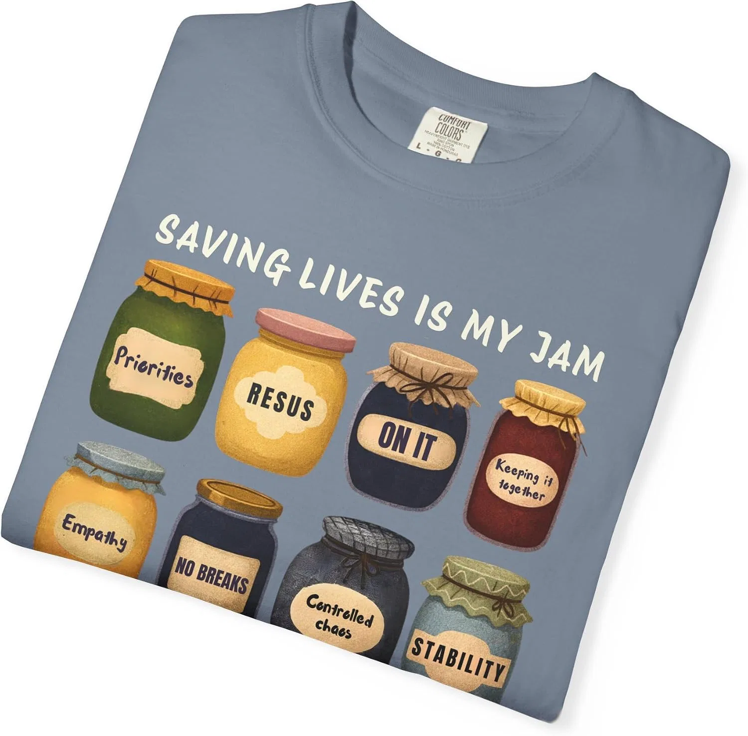 Женская футболка с принтом Saving Lives Jam Nurse Shirt, Blue Jean — фото 4