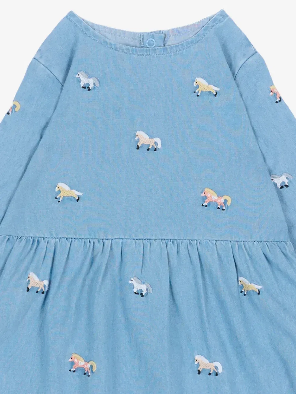 Расклешенное платье с вышивкой в виде лошади Stella McCartney Kids, синий — фото 3