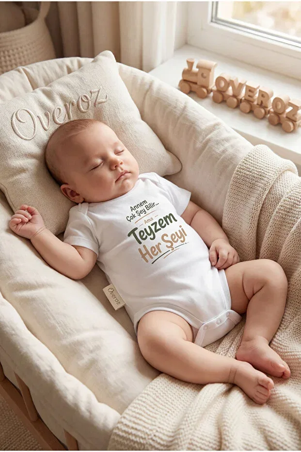 Детское боди для новорожденных с принтом Auntie Mom Written Overoz, White-29