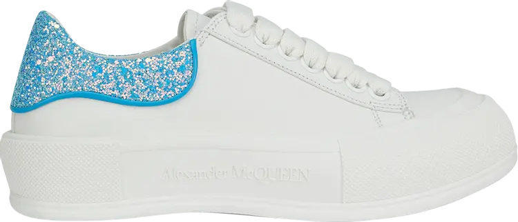 Кроссовки Alexander McQueen Wmns Deck Plimsoll White Cerulean Blue Glitter, белый