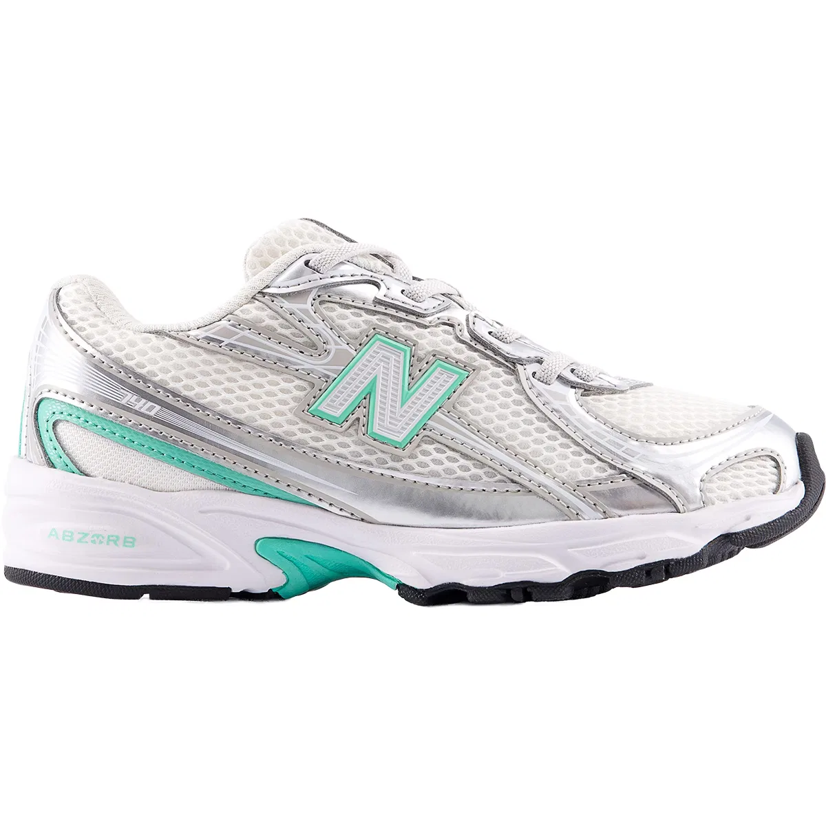 Детские кроссовки на шнурках-эластичных шнурках 740 Bungee Lace New Balance, Silver Metallic / Deep End