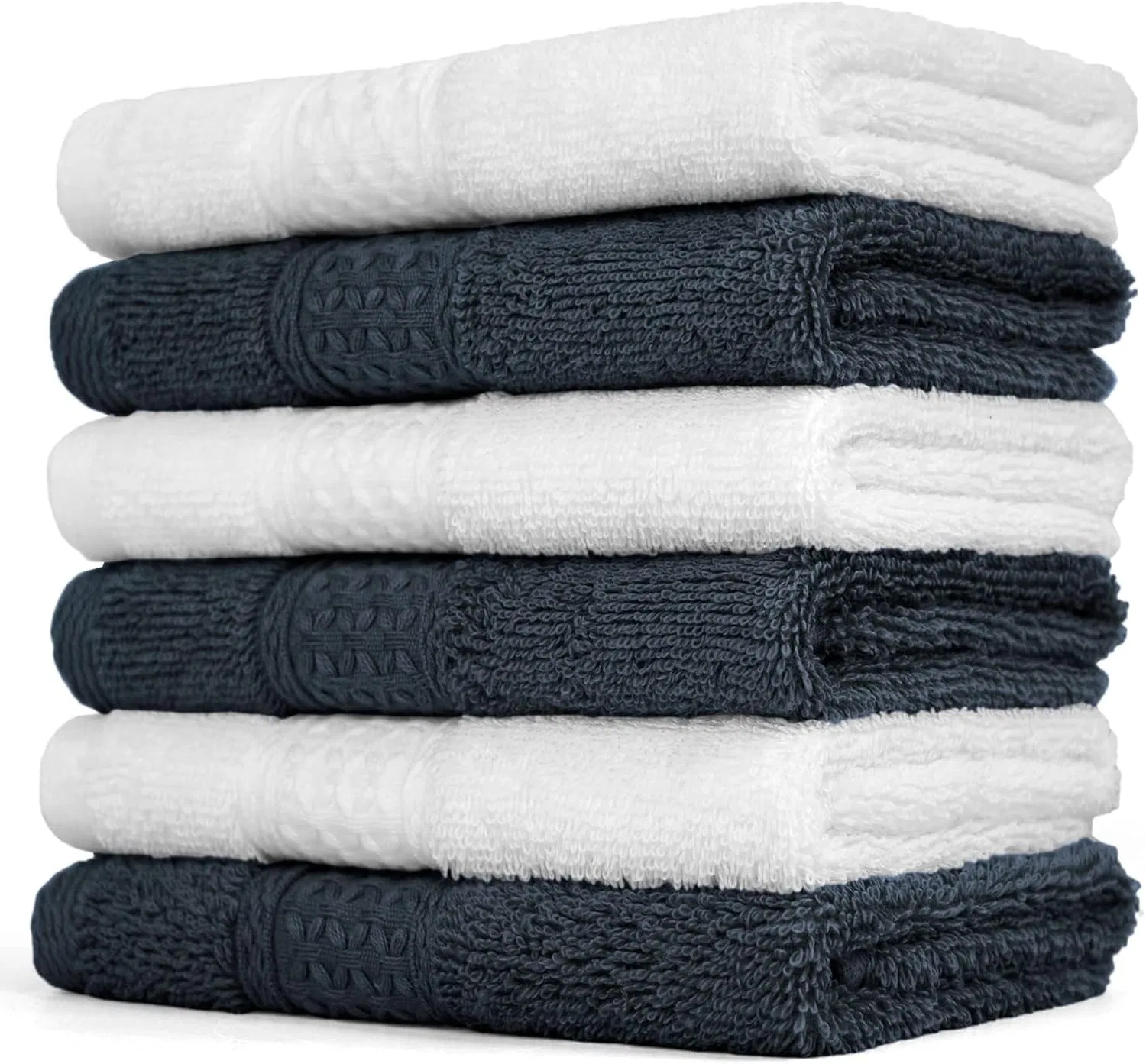 Мочалки для лица, 6 штук, 33x33 см, Cleanbear, Dark Grey & White