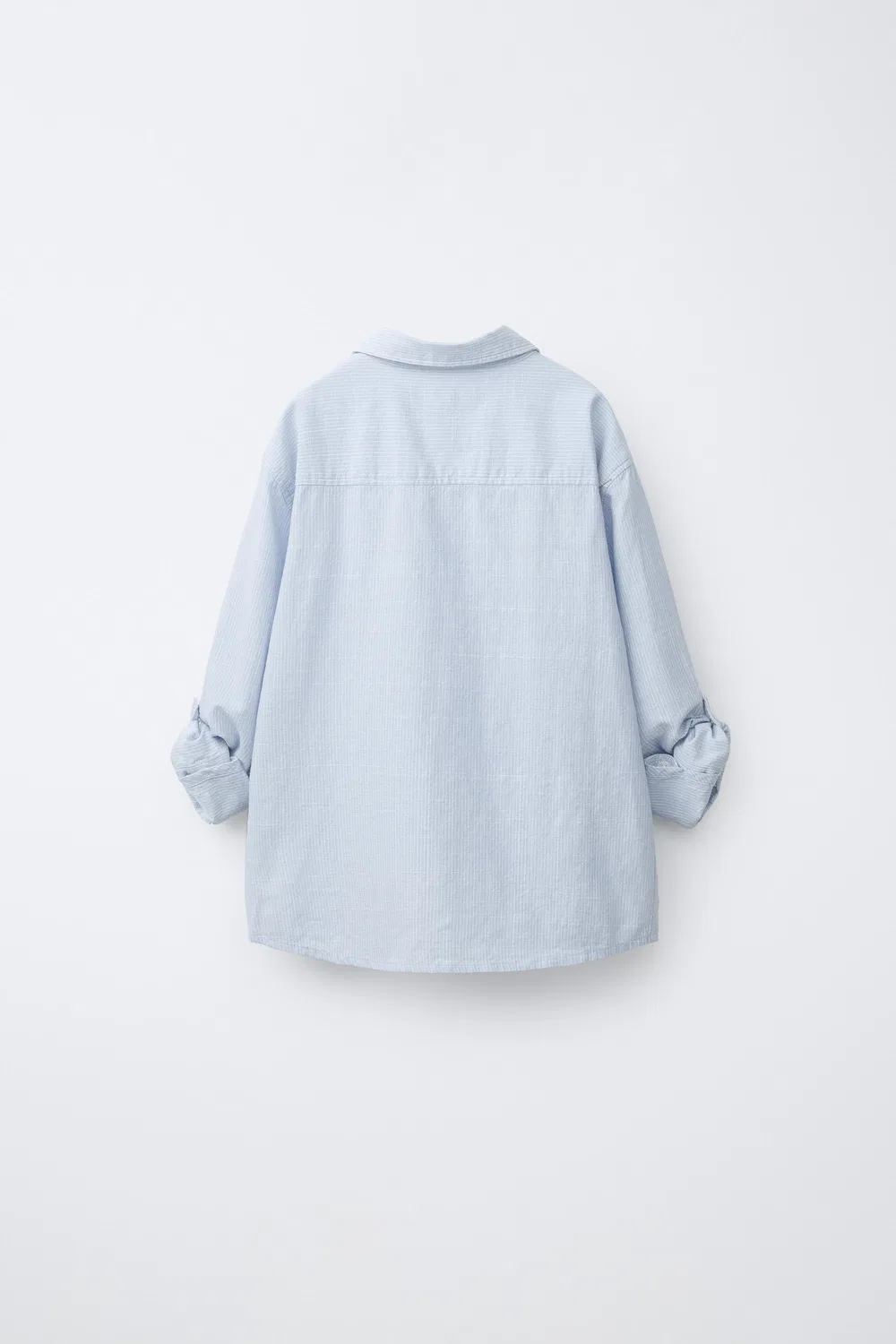 Полосатая хлопковая рубашка ZARA, Blue — фото 3