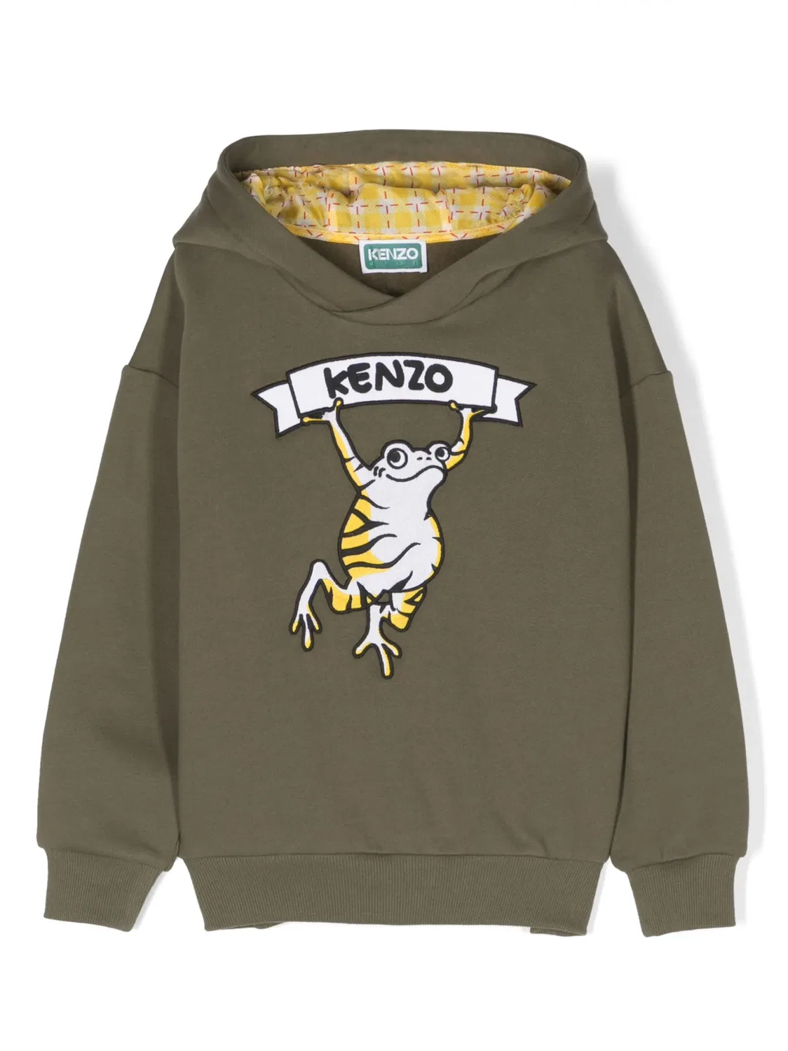 Худи с принтом логотипа из смеси хлопка Kenzo, зеленый
