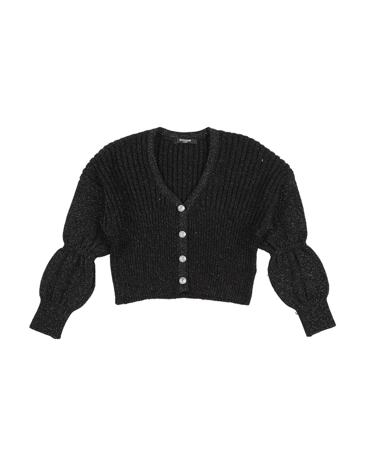 Детский кардиган с V-образным вырезом Balmain, черный