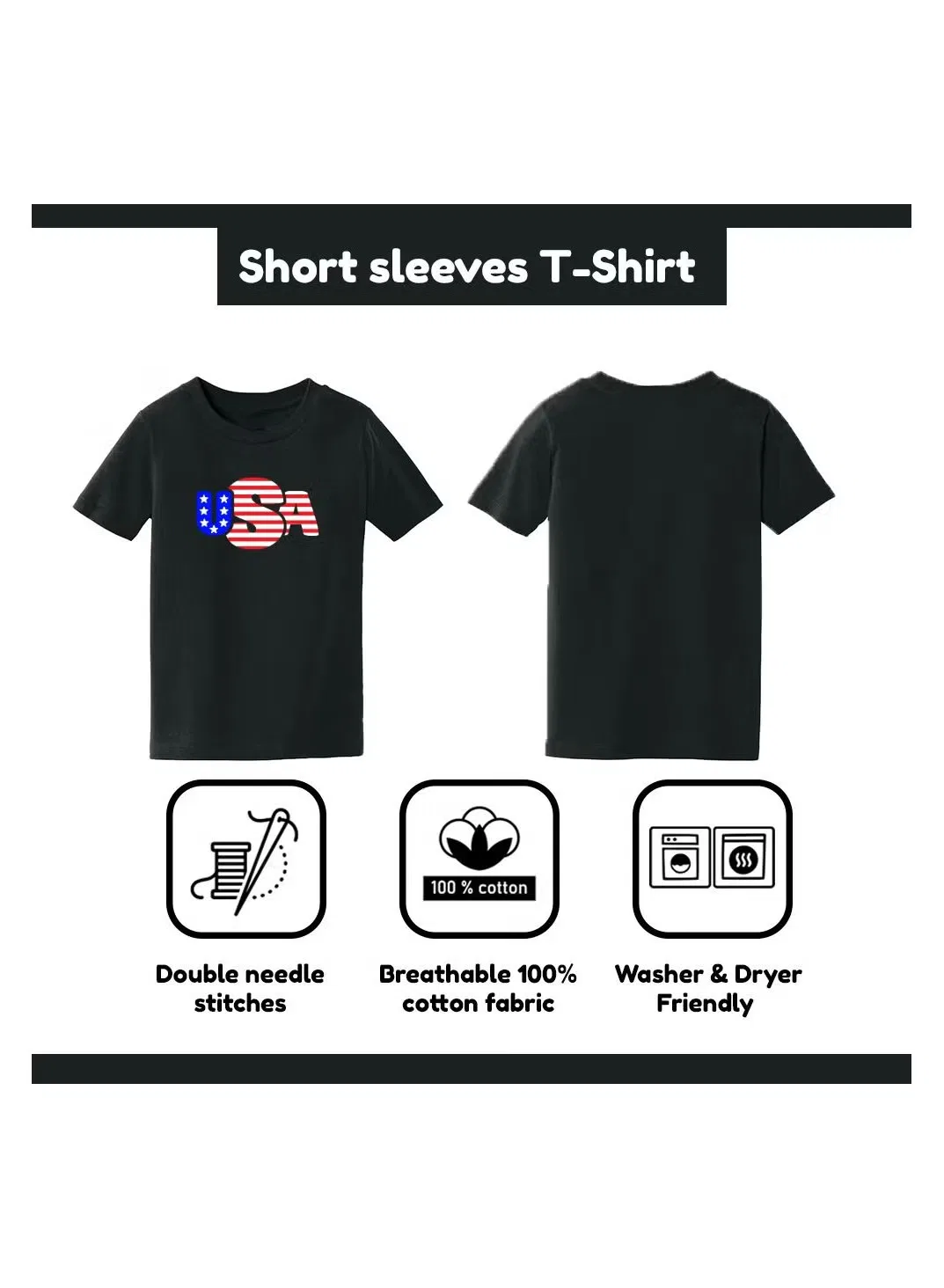 Футболка с принтом США, Printshop4Me, черный — фото 3