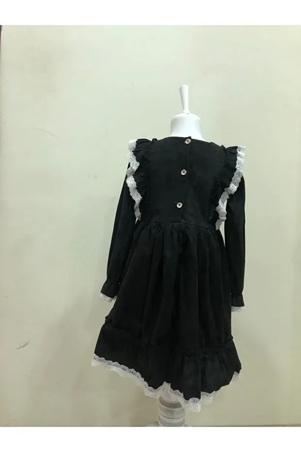 Детское платье для девочек с длинным рукавом Öfi Kids, Black — фото 4