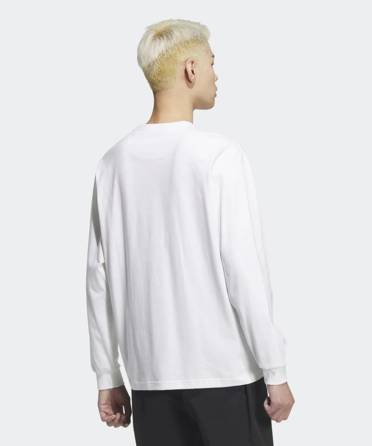 Мужская футболка с длинным рукавомсвободного кроя Essentials Plus Small Logo Adidas, White — фото 2