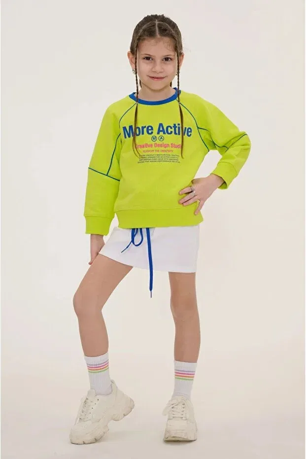 Детское худи для девочек с принтом My Celine Graphic Printed Kids Sweatshirt More Active, Multicolor — фото 2