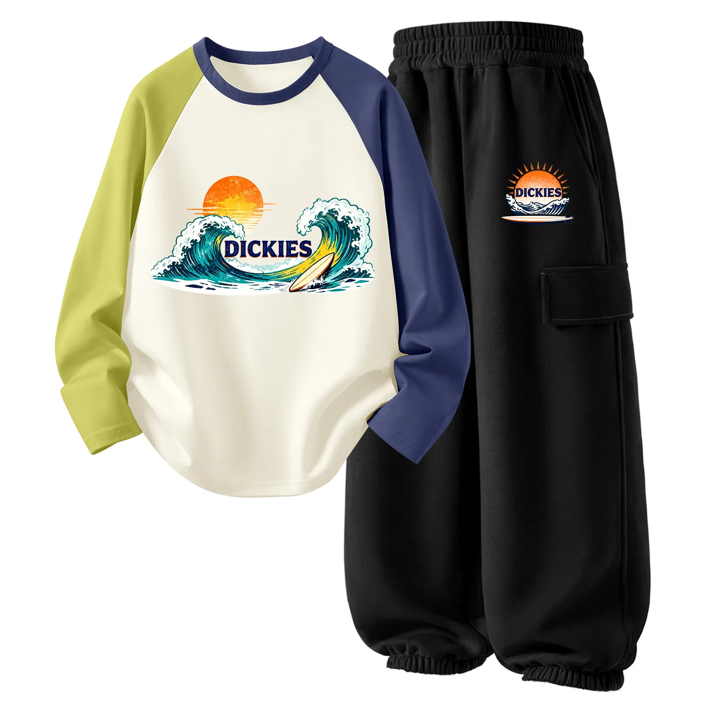 Детский спортивный комплект с принтом Surfing Day Dickies, Surfing Day Green Blue+Surfing Day K Black