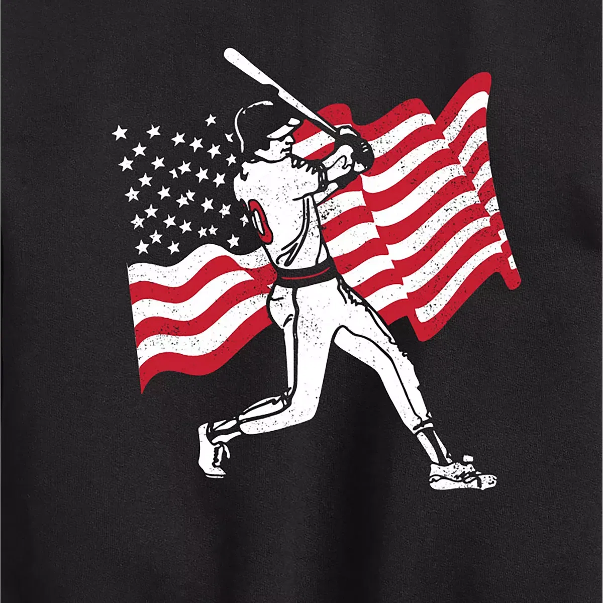 Детское худи с принтом Baseball Player American Flag Instant Message, Black — фото 2