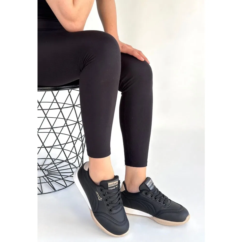Детские спортивные кроссовки кожаные на шнуровке, Black Beige, Tawen Freedom Storee — фото 3