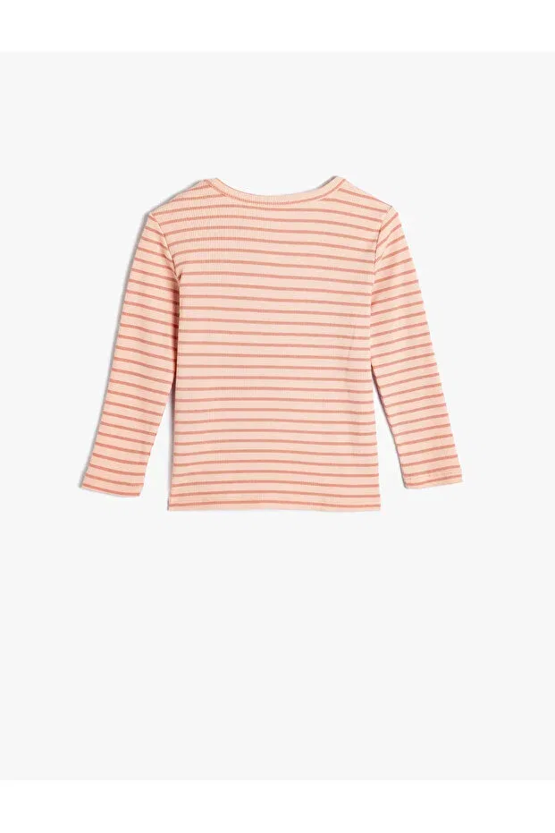 Детское для девочек футболка с длинным рукавом Koton, Pink Striped — фото 2