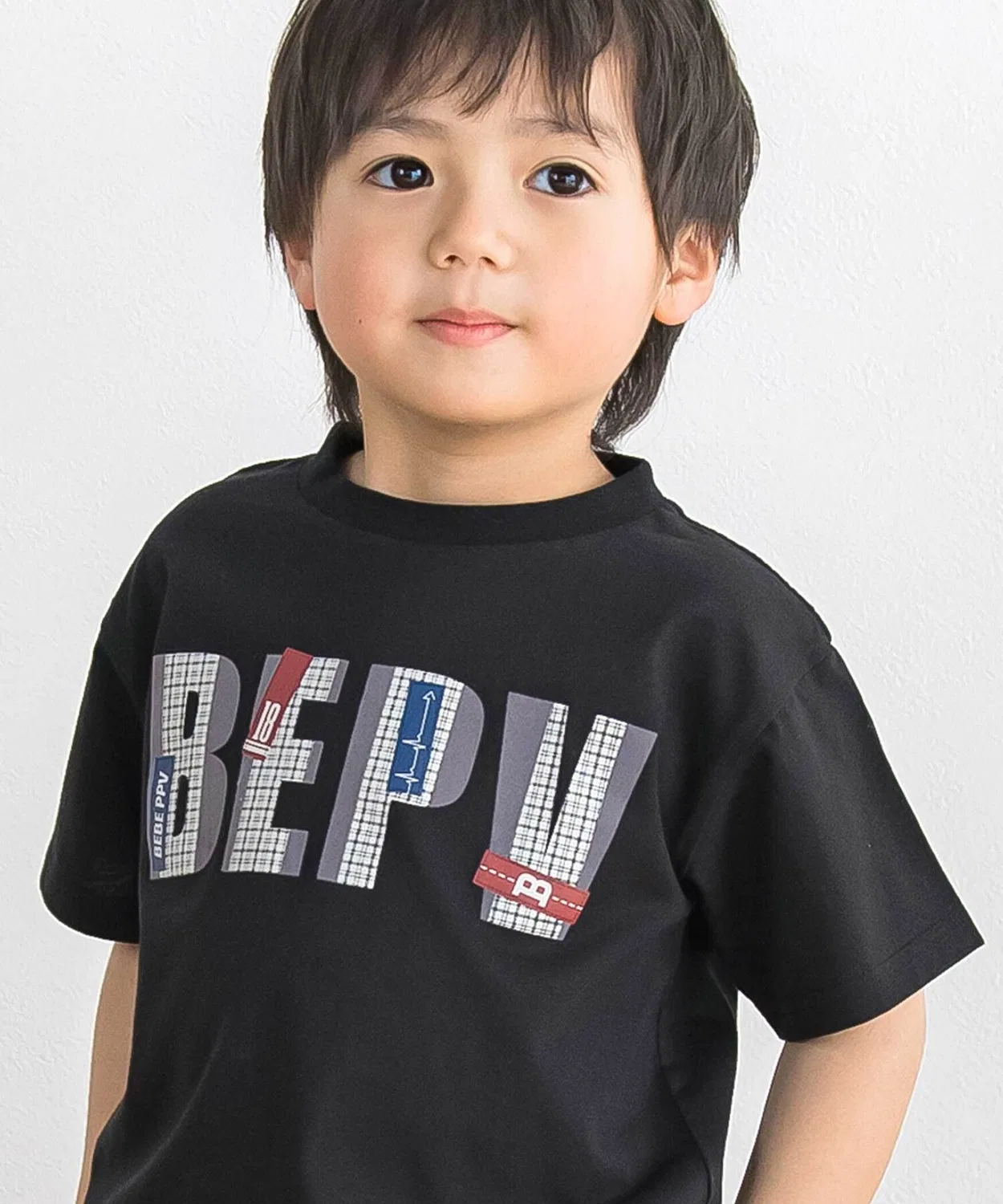 Детская футболка с принтом Check Logo BeBe Petits Pois Vert, Black — фото 3