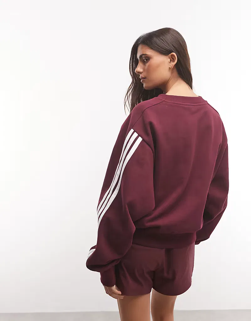 Толстовка Adidas Sportswear с тремя полосками, бордовый — фото 4